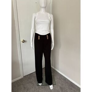 Commense High Waisted Black Dress Pants with‎ Gold Buttons Straight Leg Size S